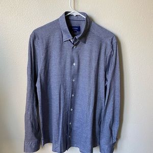 Eton Men’s Pique Knit Button Down Shirt Blue Size M Dress Shirt Business Casual